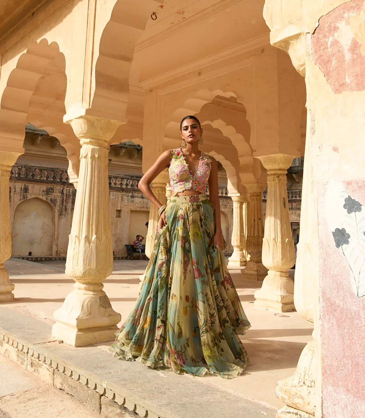 Janhvi Applique Skirt Set by Anushree Reddy