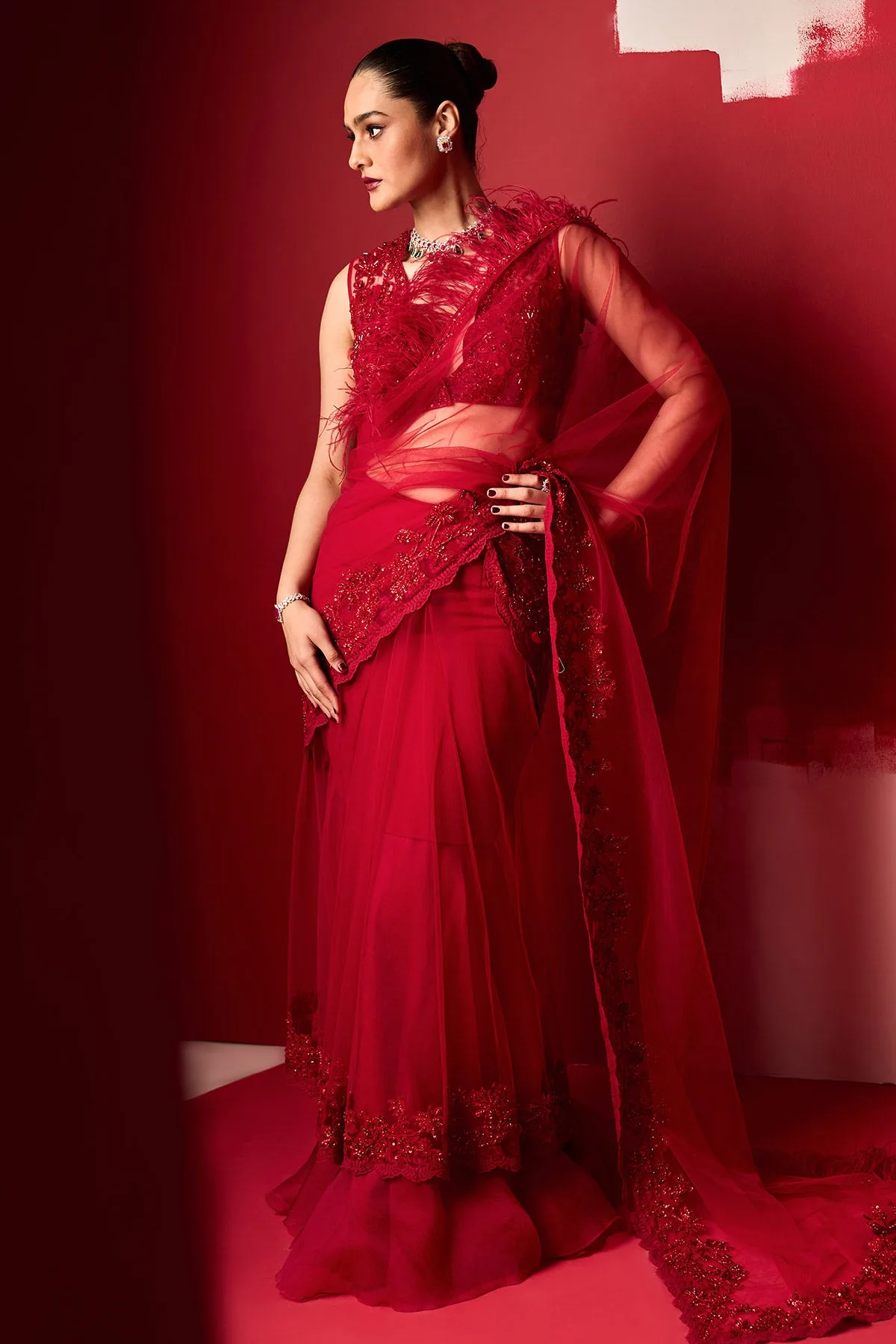 Jaansah by Ridhi Mehra, red sari