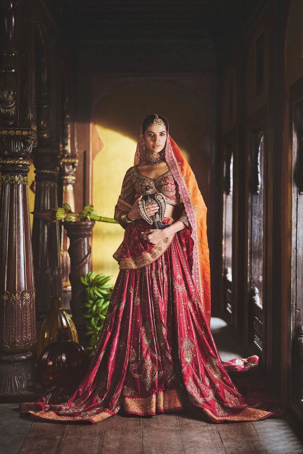 Satvika Lehenga Set by Jigar Mali in red