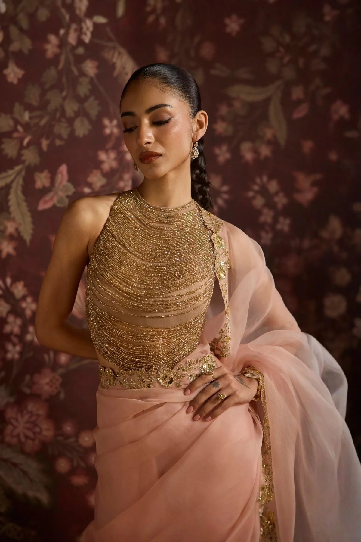 Habiba by Mahima Mahajan, blush sari, view 4